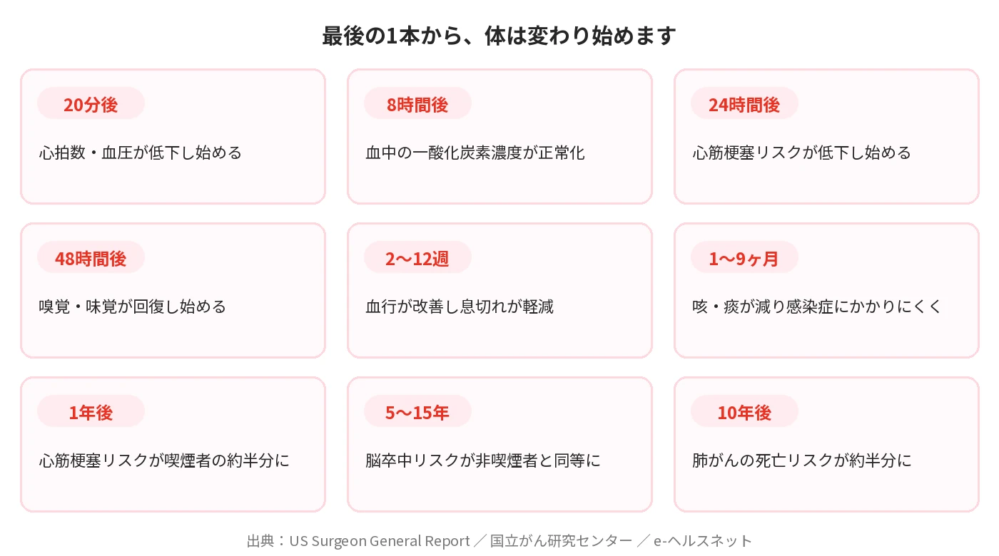 禁煙後の健康改善タイムライン